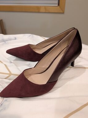 Kelly & Katie Two-Tone Wine Pointed-Toe Heels